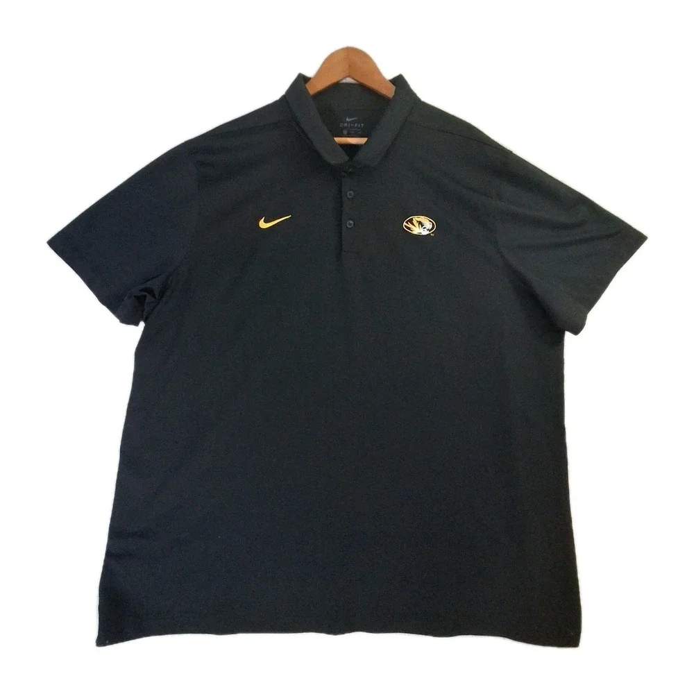 Nike Dri-FIT Missouri Tigers Polo‎ Shirt Mens 3XL Black Mizzou NCAA Golf Top